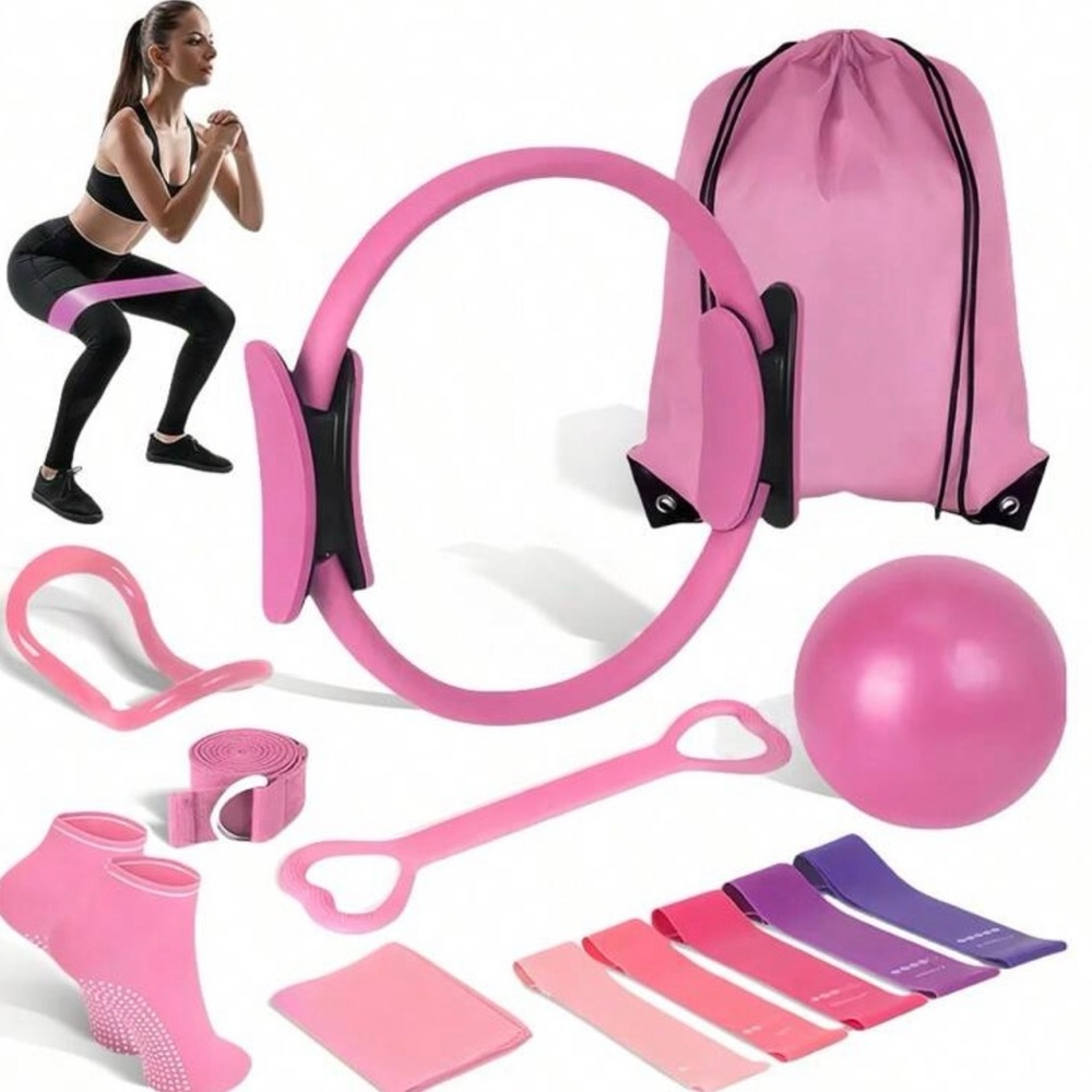 Pink Pilates Fitness Equipment Set (14pcs)